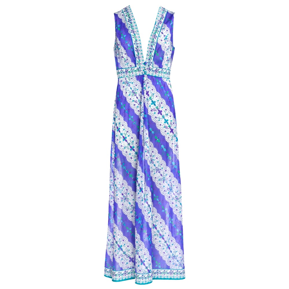 Emilio Pucci for Formfit Rogers Vintage Floral Striped Maxi Slip Dress